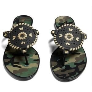 Jack Rogers Georgica Jelly Sandals Black Camo 8M NWOT